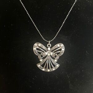 Handcrafted angel pendant pendant on an 18 inch antique silver tone chain